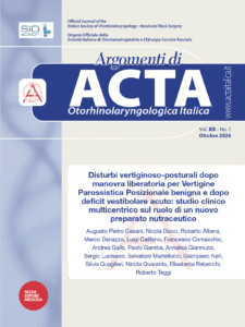 Disturbi vertiginoso-posturali dopo manovra liberatoria per Vertigine Parossistica Posizionale benigna e dopo deficit vestibolare acuto: studio clinico multicentrico sul ruolo di un nuovo preparato nutraceutico
